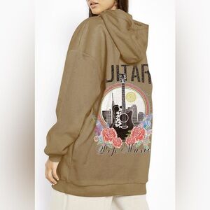 Simply Love GUITAR POP MUSIC Graphic Dropped Shoulder Hoodie